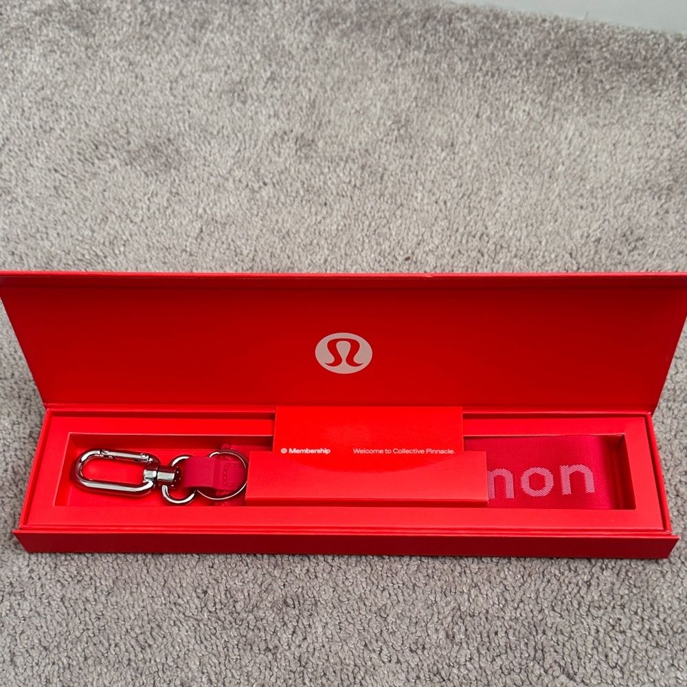 Lululemon Athletica Red Keychain with Metal Clip